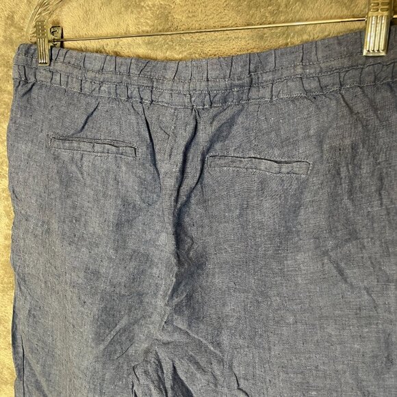 Charter Club Women 100% Linen Nautical Beachy High Rise Pull On Straight Pant L - Picture 6 of 12